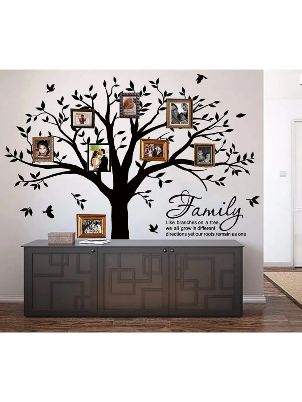 Family Tree Wall Decal - Inspirational Quote, Home Decor for Living Room, 83x83